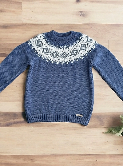 Boy's jersey in midnight blue knit with border