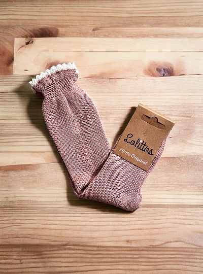 Calza para niña rosa empolvado colección tata de Lolittos