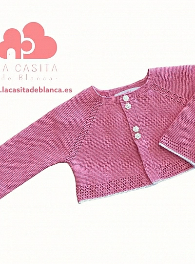 Chaqueta cortita para niña de algodón 100 x 100 Colección hortensias.