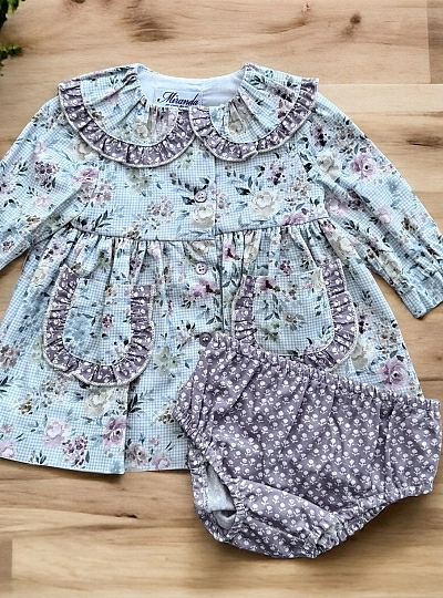 Conjunto vestido y braguita para bebé niña