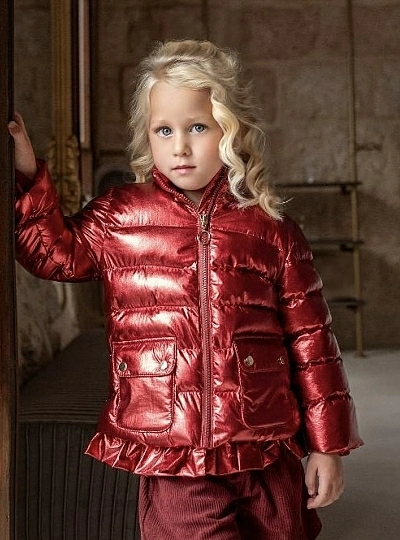 Metallic maroon girl's parka.