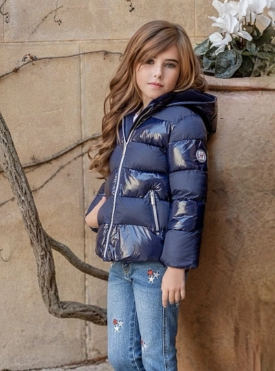 Navy blue padded parka for girls