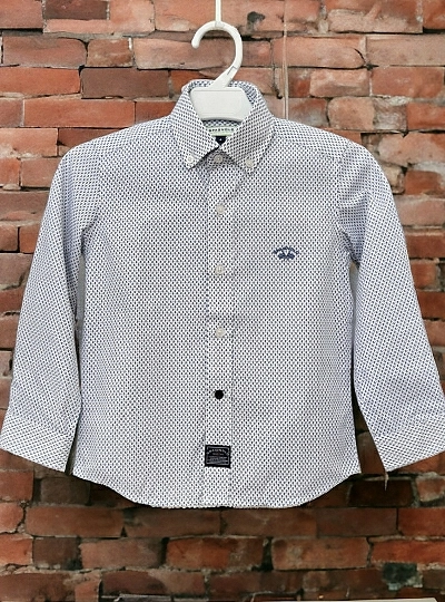 Navy Paisley Print Poplin Shirt