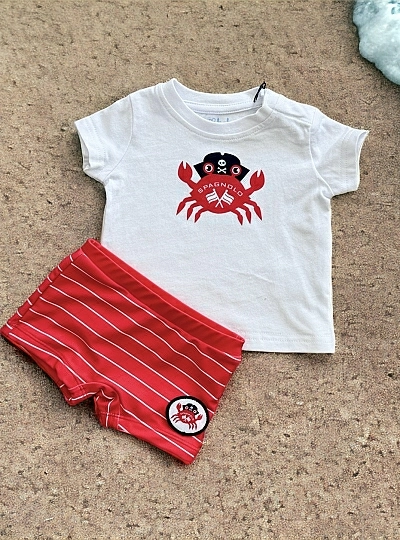 Set for boy. T-shirt and swimsuit Crab Collection
