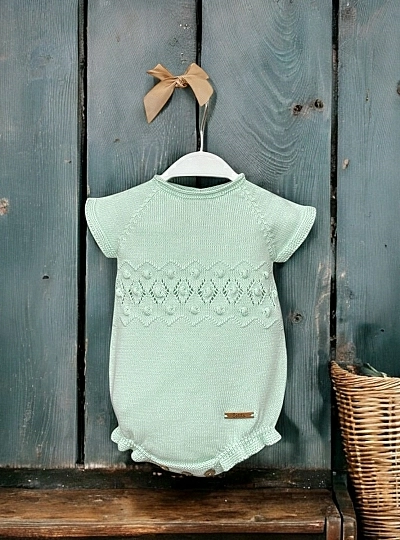 Unisex mint green organic cotton romper