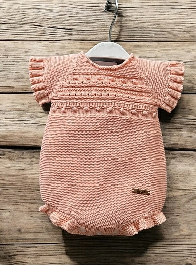 Unisex romper in tangerine-coloured organic cotton