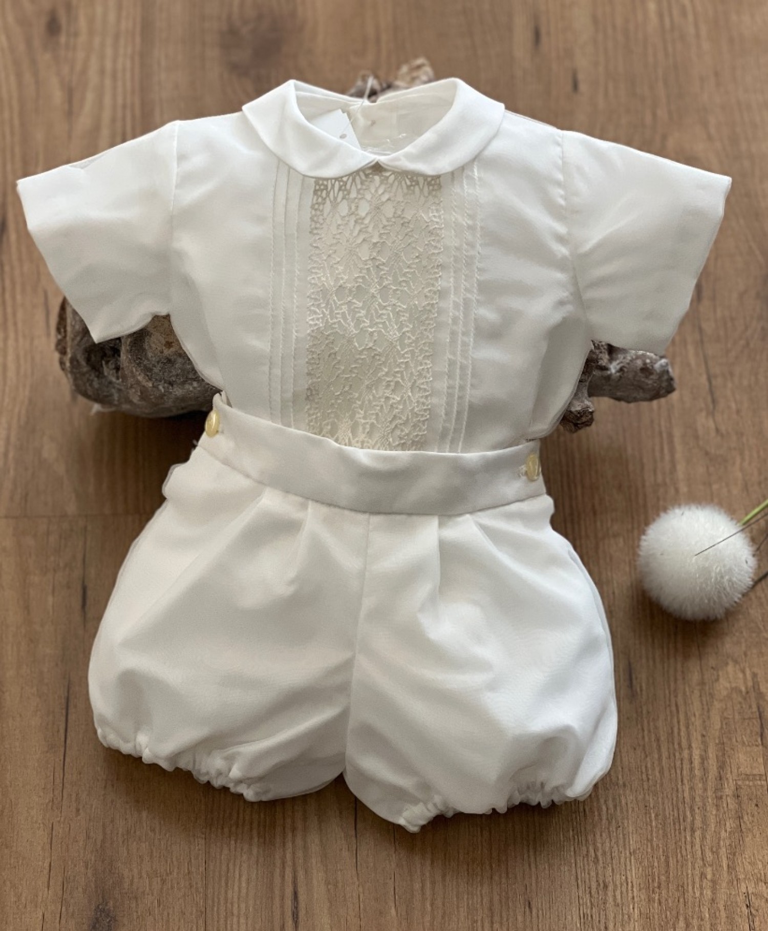 Conjunto bebé camisa blanca & bombacho rombos de Cocote