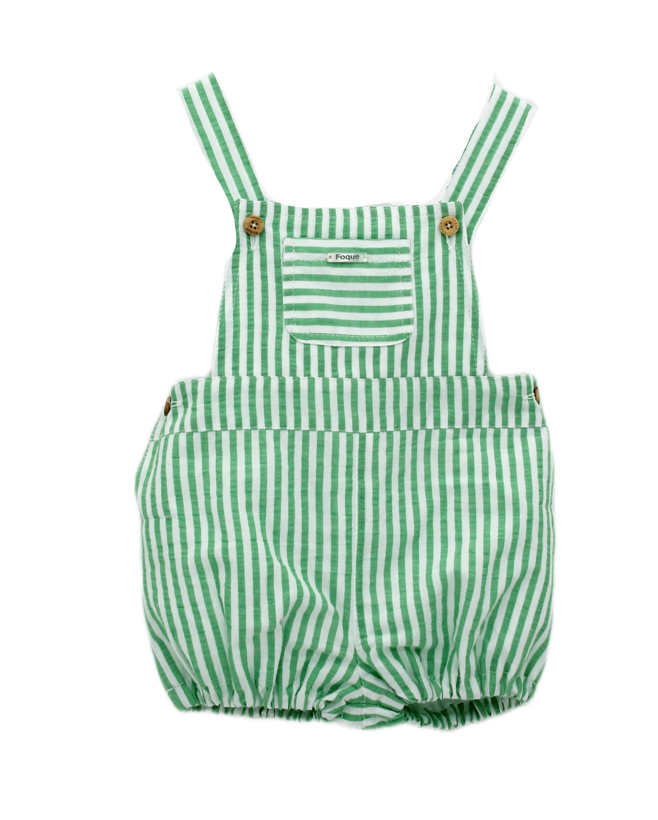 Green and white striped 2024 overalls